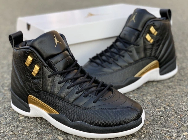 Rep TBK Retro AO6068-007 'Reptile' Black Air Gold-White Jordan 12 Metallic 0731